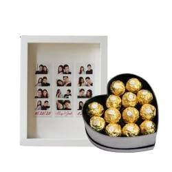 Ferrero Heart Box with Personalized Photo Frame