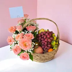 Peach Rose Harmony Fruit Basket