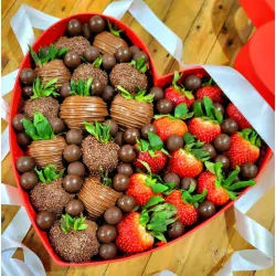 Chocolate Strawberry Duo in Big Red Heart Box