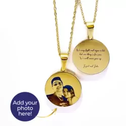 Photo Engraved with Message Necklace
