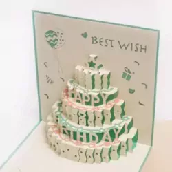 Light Blue Happy Birthday Pop Up Greeting Card