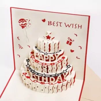 Red Happy Birthday Pop Up Greeting Card