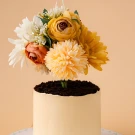 Floral Pot Cake - Chocolate Peach and Yellow