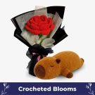 Giant Crochet Rose With Capybara Plushie - Standard