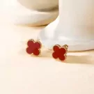 Fiore Four-Leaf Stud Earrings - Red