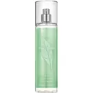 Green tea fragrance mist bottle with delicate white lily stem design on label