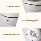 # White Rose Diffuser with USB Charging Port and Non-slip Base