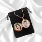 Personalized Locket Necklace - Black Drawstring Pouch