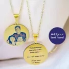 Family Photo Engraved with Message Necklace - default
