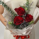 Lucent Blush (3 Ecuadorian Roses) - Red Roses