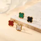 Fiore Four-Leaf Stud Earrings - Red