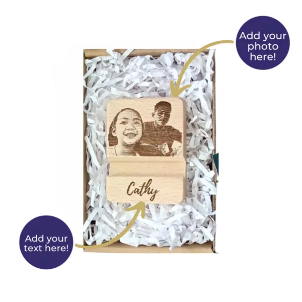 Personalized Wooden Phone Stand with Portrait - default