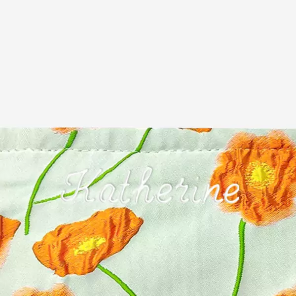 Personalized Embroidered Floral Pouch - Standard