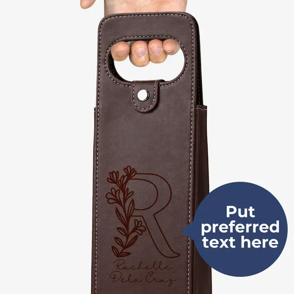 Personalized Leather Wine Tote 2