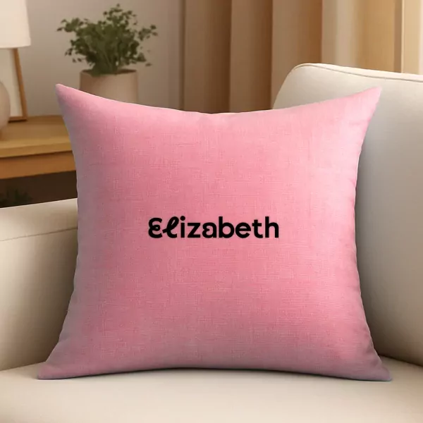 Embroidered Linen Pillow - Pink