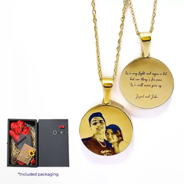 Photo Engraved with Message Necklace - default