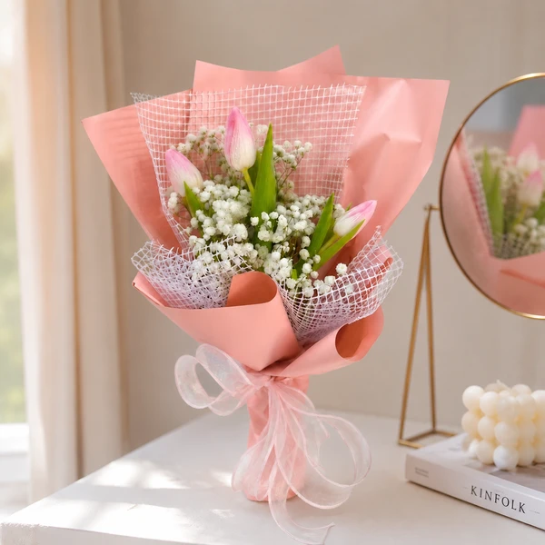 Blushing Charm Tulips (3 Stems)