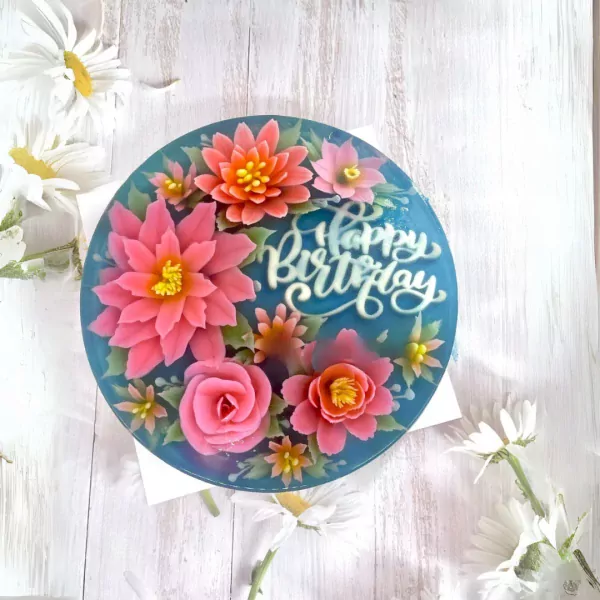 Garden of Blooms Jelly Cake - Blue