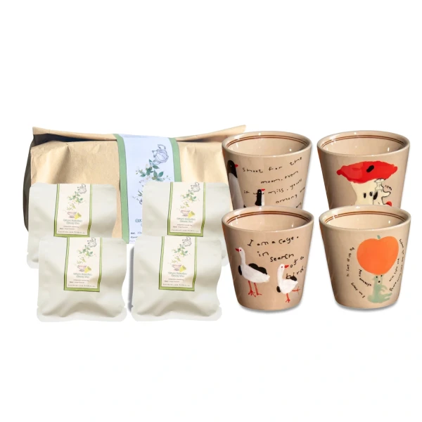 Porcelain Tea Moments Set - Grape Jasmine Green Tea Bag