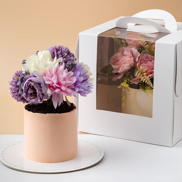 Floral Pot Cake - Chocolate Peach and Yellow