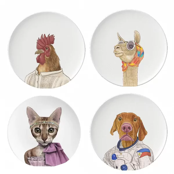 Animal Printed Porcelain Plate Set - Standard