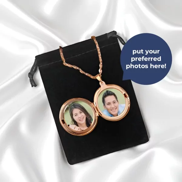 Personalized Locket Necklace - Black Drawstring Pouch