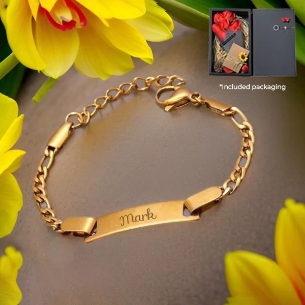 Personalized Adjustable Curved Bracelet - gold