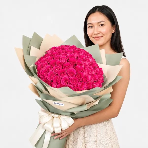 Blush Symphony (100 Pink Roses) 3
