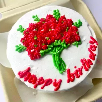 Blooming Bento Cake - Red Flowers - Red Velvet