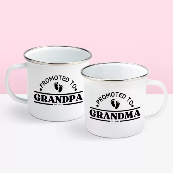 Promoted to Grandparents Enamel Mugs - Standard