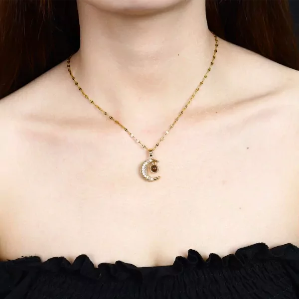 100 I Love You's Crescent Moon Necklace Online Gift Delivery