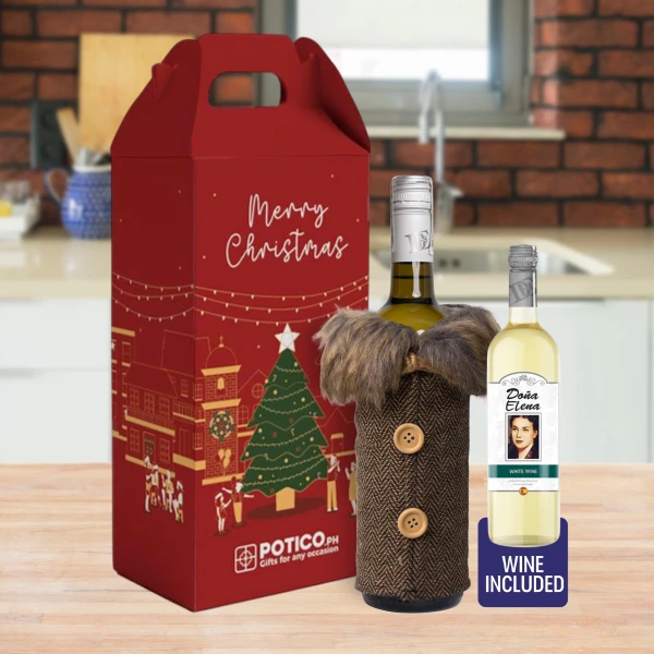 Christmas Wine Bottle Cover - White Wine