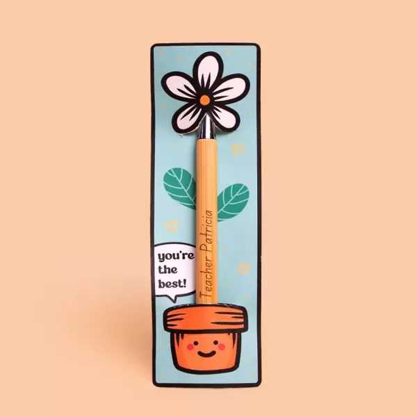 Personalized Flower Bamboo Pens - Standard