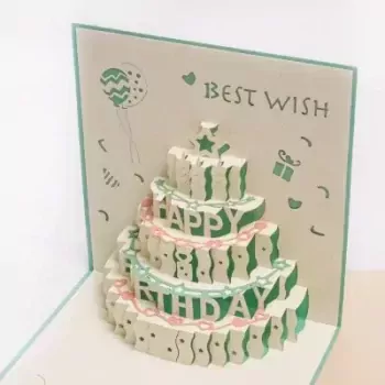 Light Blue Happy Birthday Pop Up Greeting Card - Standard