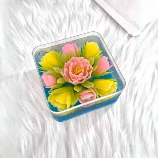 Pocket of Blooms Jelly Bento Cake - Blue
