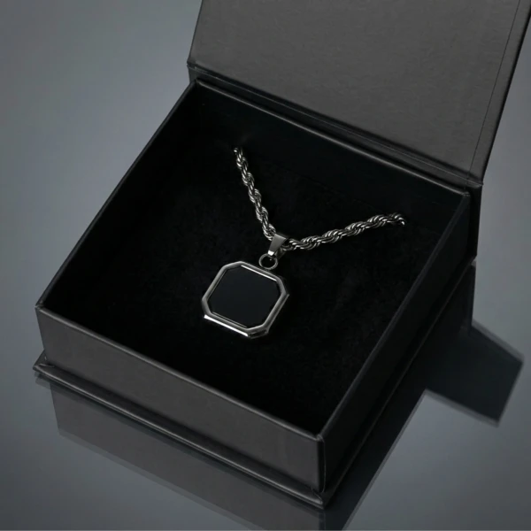 Farris Black Square Chain Necklace - Standard