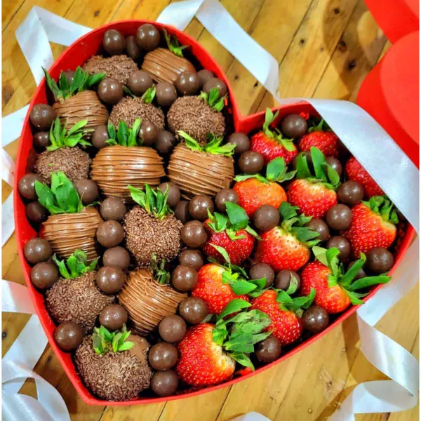Chocolate Strawberry Duo in Big Red Heart Box - default
