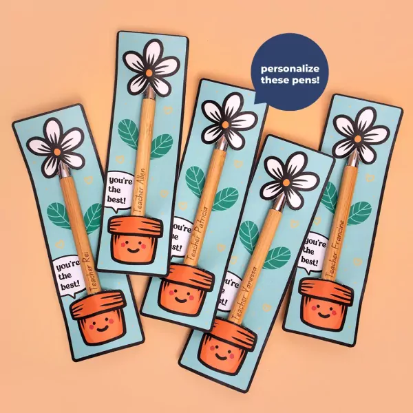 Personalized Flower Bamboo Pens - Standard