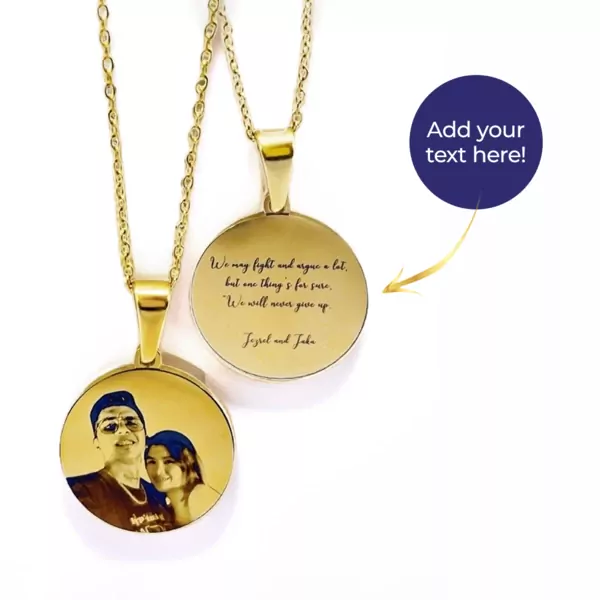 Photo Engraved with Message Necklace - default