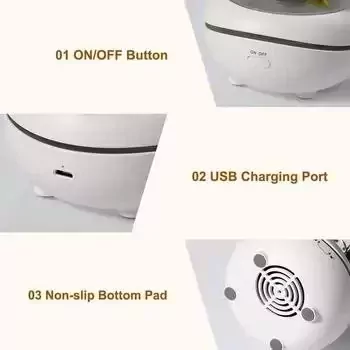 # White Rose Diffuser with USB Charging Port and Non-slip Base