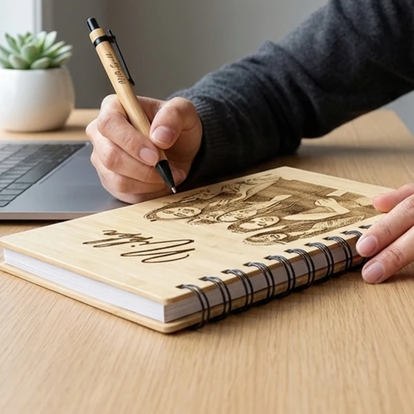 Personalized Bamboo Portrait Notebook - Standard