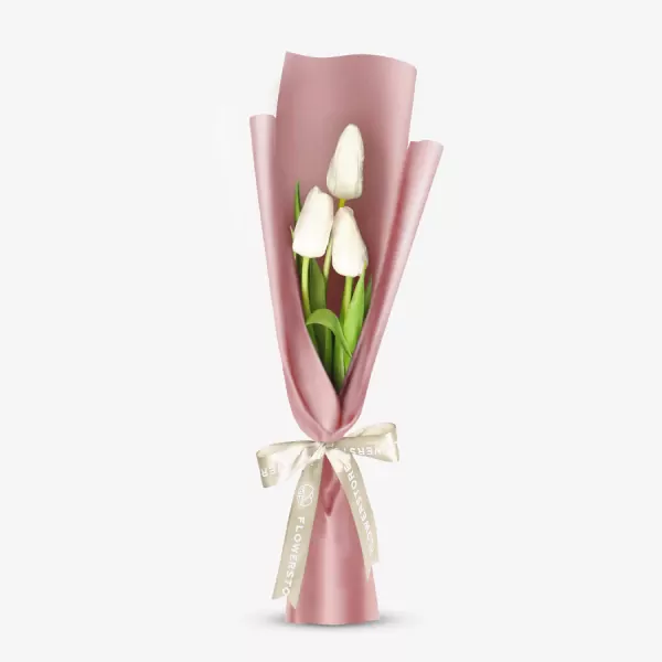 White Tulip Bouquet (3 Stems) - Standard