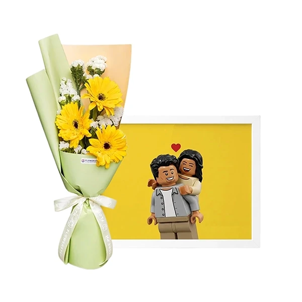 Golden Hour Bloom with Personalized Photo Frame