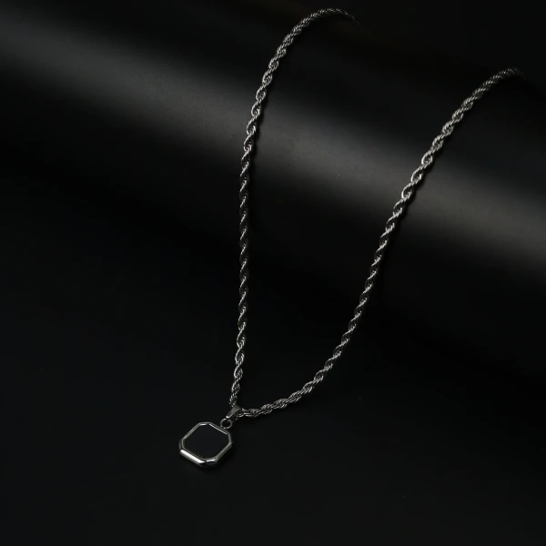 Farris Black Square Chain Necklace - Standard