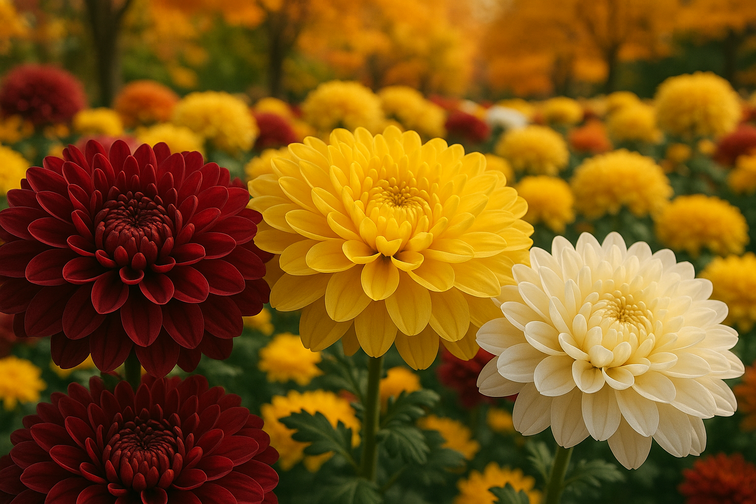 Vibrant chrysanthemums bursting with color and life