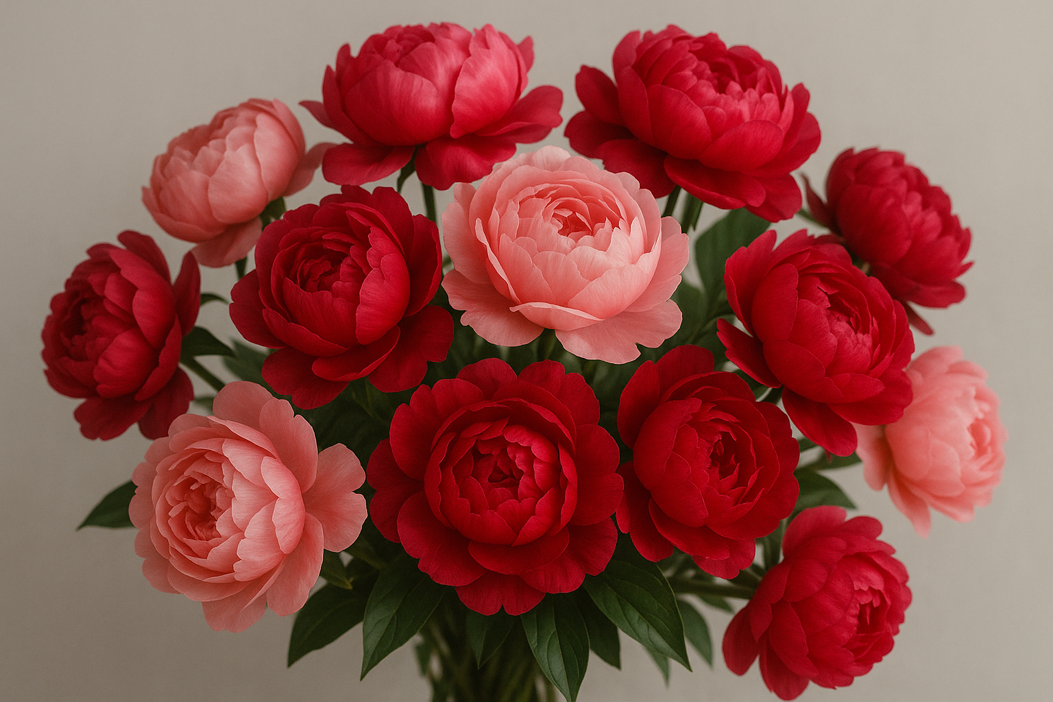 Romantic peonies flourishing as symbols of deep love and prosperity.
