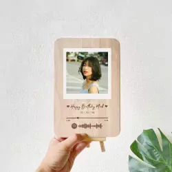 Photo on Wooden Sheet with Music Scan
