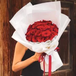 Crimson Elegance - 30 Red Roses Bouquet