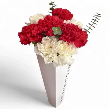 Red and White Carnations Bouquet