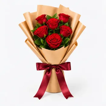 กุหลาบแดง 6 ดอก แทนคำว่ารัก